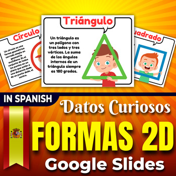 Preview of 2D Shapes Fun Facts Flashcards in Spanish , Cute math Geometry - formas 2D