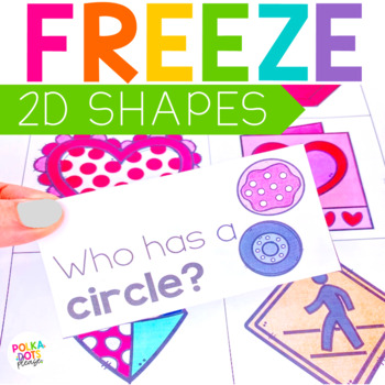 Preview of 2D Shapes Game and Shapes Worksheets | FREEZE Movement Math Activity