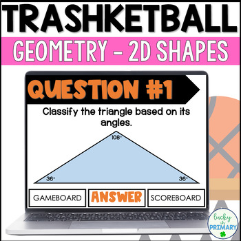 Preview of 2D Shapes Game for 5th | Trashketball Geometry Math Review Test Prep Activity