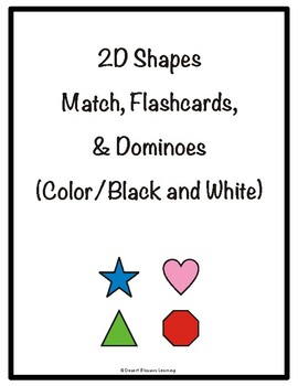 Preview of 2D Shapes Match, Flashcards, and Dominoes (Color & Black and White)