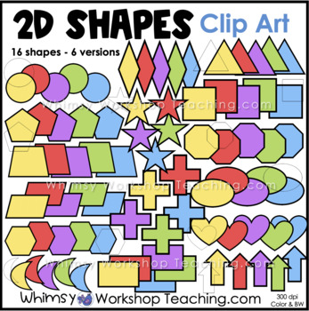 2D Shapes Geometry Math Clip Art Images Color Black White | TPT