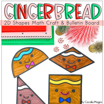 Preview of 2D Shapes Gingerbread Math Craft Winter Math