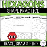 2D Shapes: Hexagons | Shape Worksheets for Kindergarten - Trace, Draw and Find