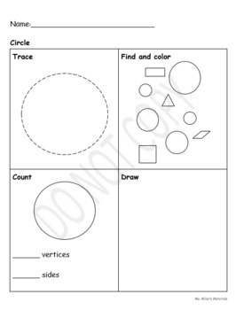 Preview of 2D Shapes Identification and tracing sheet