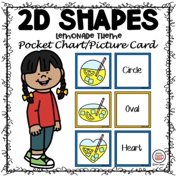 Preview of 2D Shapes (Lemonade Theme) – Pocket Chart/Picture Card  {FREE}