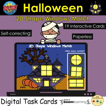 2D Shapes Match Windows Halloween Visual Perception BOOM Cards | TPT