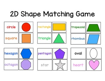 2D Shapes Matching Game by Miss P Elementary | Teachers Pay Teachers