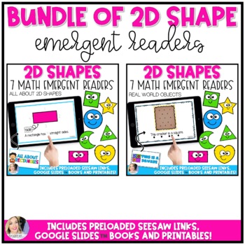 Preview of 2D Shapes Math Emergent Readers Bundle {Seesaw & Google Slides™}