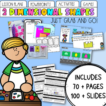Preview of 2D Shapes: Math Unit | Lesson Plans, PowerPoint, Activities and Games!