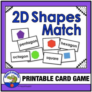 Preview of 2D Shapes Memory Game - Printable Cards, Puzzles, and Test