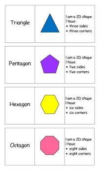 2D Shapes, Names & Descriptions by 123 Learn With Me | TpT