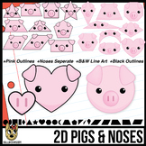 2D Shapes: Pig Faces and Noses Clip Art