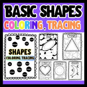 Preview of 2D Shapes Poster, Shapes Tracing Sheets, and Shapes Coloring sheets for PreK-2nd