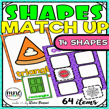 Preview of 2D Shapes Sorting Matchup Posters Flashcards Visuals Picture Cards Pastel Colors
