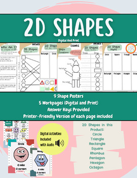 Preview of 2D Shapes Posters, Printables, and Digital Activities
