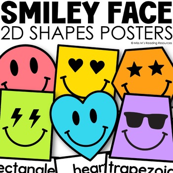 Preview of 2D Shapes Posters Smiley Classroom Decor | 2D Shapes