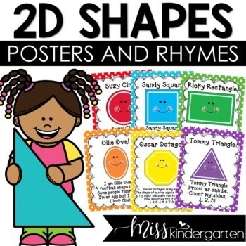 Preview of 2D Shapes Posters Kindergarten Math Posters & Shape Poems