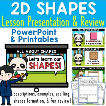 Preview of 2-D Shapes PPT PowerPoint and 2D Shape Worksheets
