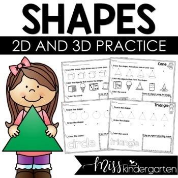 Preview of 2D and 3D Shapes Worksheets Freebie