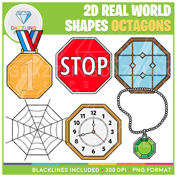 Preview of 2D Shapes Real Life Objects Clip Art: Octagons
