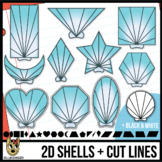 2D Shapes: Seashells Clip Art (includes dotted lines for cutting)