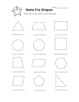 Guess The 2D Shapes - Open Ended, Labeling - Set of 3 Worksheets
