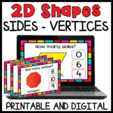 2D Shapes Attributes Task Cards - Number of Sides and Vert