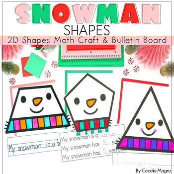 Preview of 2D Shapes Snowman Math Craft Winter Math