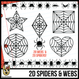 2D Shapes: Spiderwebs and Tiny Spiders Clip Art