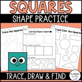2D Shapes: Squares | Shape Worksheets for Kindergarten - T