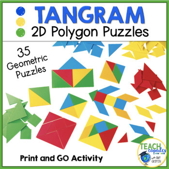 Preview of 2D Shapes Tangram Puzzles Geometry Project - End of Year Activities