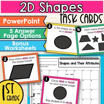 Preview of 2D Shapes Task Cards for First Grade | Open or Closed Shapes Activities