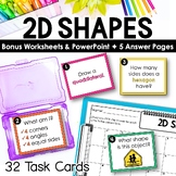 2D Shapes Task Cards for Geometry Math Center and Shapes A