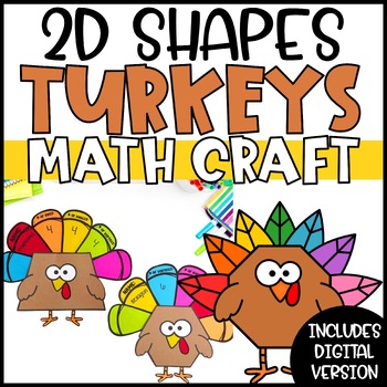 Preview of 2D Shapes Thanksgiving Math Craft | Geometry Turkey Math Craft