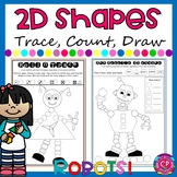 2D Shapes: Trace, Count, Draw Printables, Robot Theme