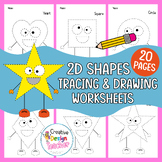 2D Shapes Tracing & Drawing Pages Worksheets Kindergarten 