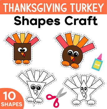 Preview of 2D Shapes Turkey Crafts : Thanksgiving Math Crafts | Thanksgiving Bulletin Board