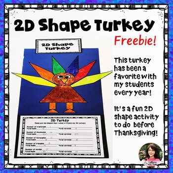 Preview of 2D Shapes Turkey | Thanksgiving Math Craft Activity | FREE Printable