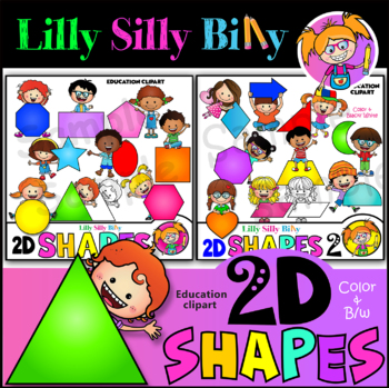Preview of 2D Shapes Value BUNDLE - Clipart Images. Black/ white and full Color.