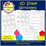 2D Shape Worksheets - Identifying sides & vertices - Math 
