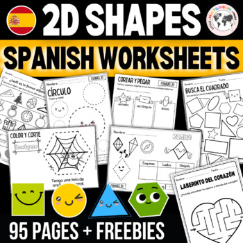 Preview of 2D Shapes Worksheets Activity in Spanish - Formas 2D Hojas de Práctica