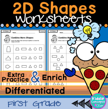 2d shapes worksheets first grade by kiddie concepts tpt