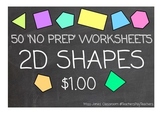 2D Shapes Worksheets (No Prep)