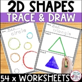 2D Shapes Tracing & Drawing Worksheets Preschool & Kinderg