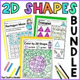 2D Shapes Worksheets for Kindergarten BUNDLE - Review, Col