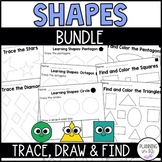 2D Shapes Worksheets for Kindergarten Math | Trace, Draw, and Find