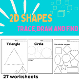 2D Shapes Worksheets for Preschool Kindergarten Math (Trac