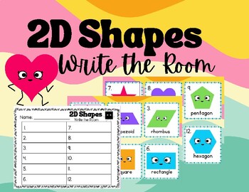 Preview of 2D Shapes Write the Room | K-2 Math Center or Station