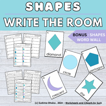 Preview of 2D Shapes Write the Room | Literacy and Math Center Game | Kindergarten Activity