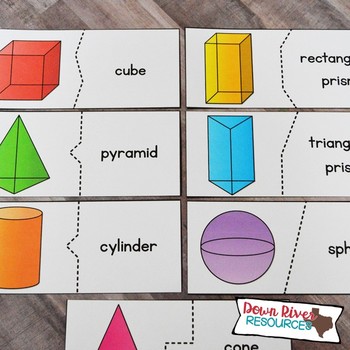 2D Shapes and 3D Solids and Their Attributes Puzzles Bundle